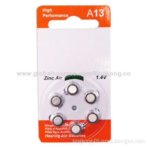 A13/PR48 1.4V Coin Batteries for Heading Aids, 280mAh Capacity